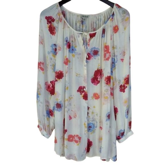 Lucky Brand Floral Peasant Blouse - Picture 1 of 8